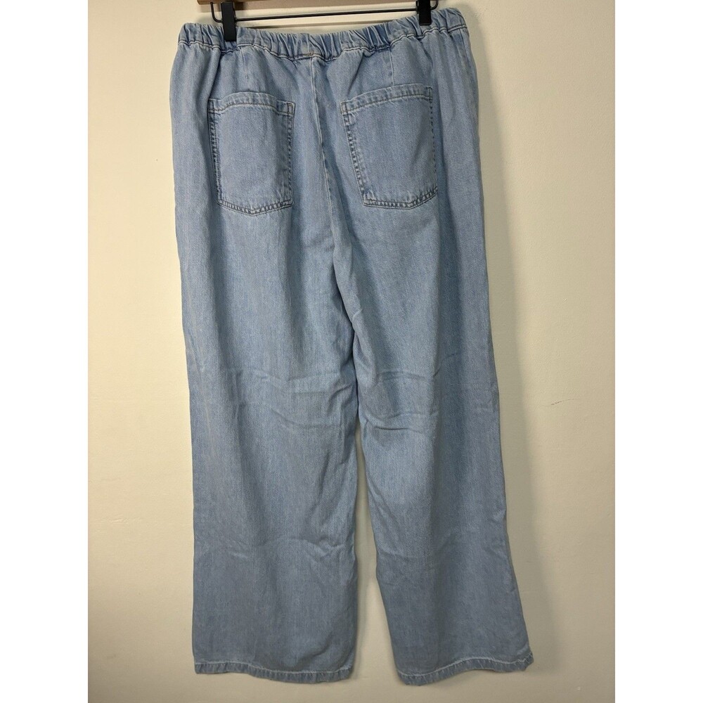 Zara Wide Leg Light Wash XL Pullstring Jeans High Waist Oversized - Picture 9 of 16